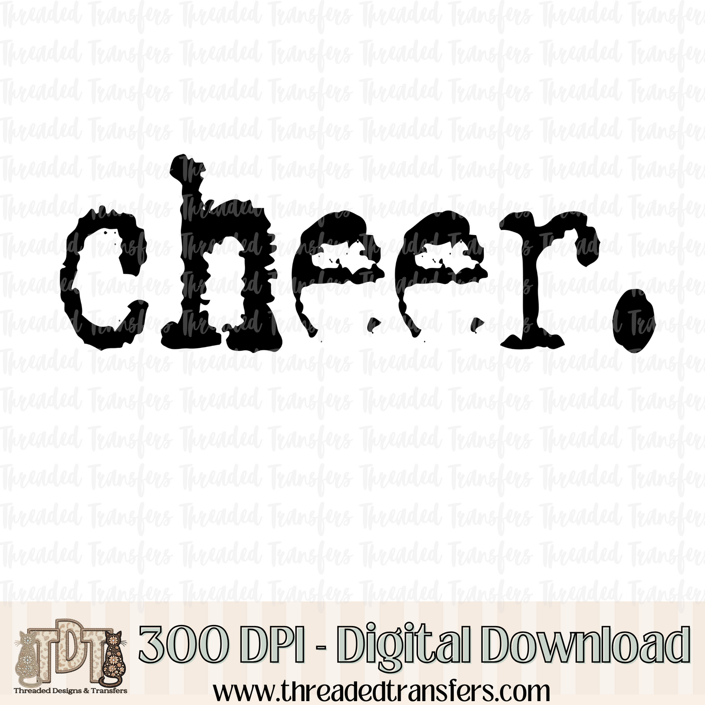 Cheer Typography Digital Design Download (PNG Format - no product shipped)