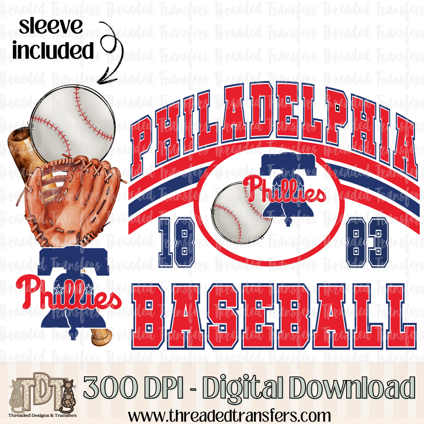 Philadelphia Base & Matching Sleeve Digital Design Download (PNG Format - no product shipped)