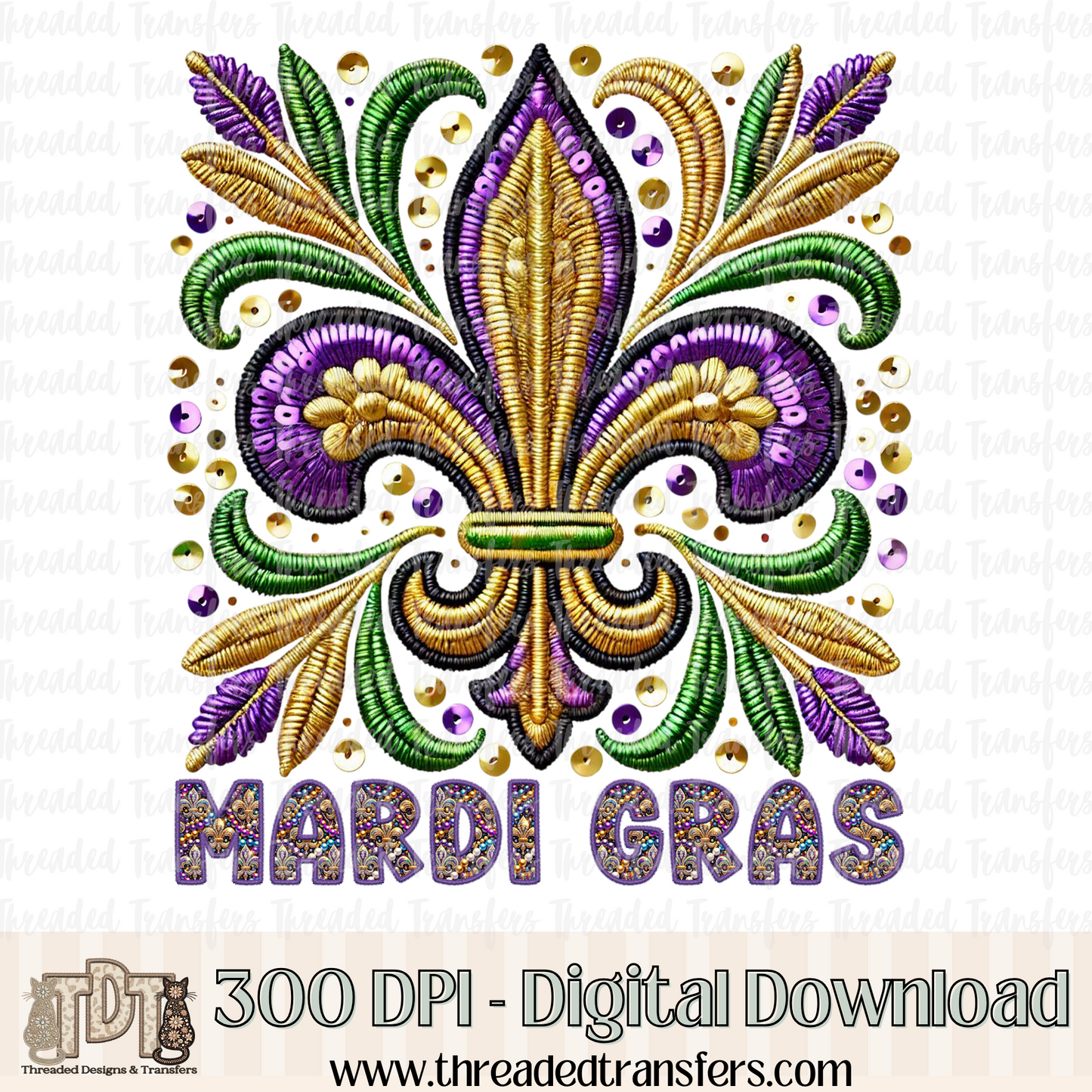 Fleur De Lis Faux Embroidery Digital Design Download (PNG Format - no product shipped)