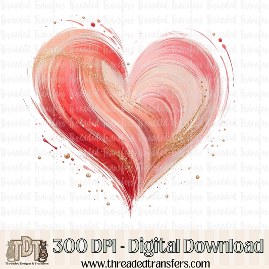 Valentine Brushstroke Heart Digital Design Download (PNG Format - no product shipped)