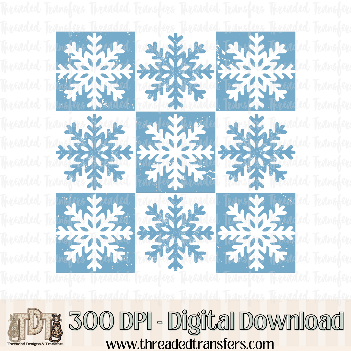 Grunge Checker Snowflake Digital Design Download (PNG Format - no product shipped)