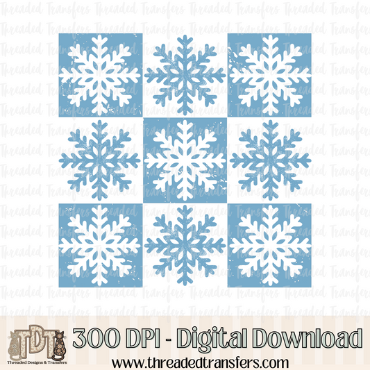 Grunge Checker Snowflake Digital Design Download (PNG Format - no product shipped)