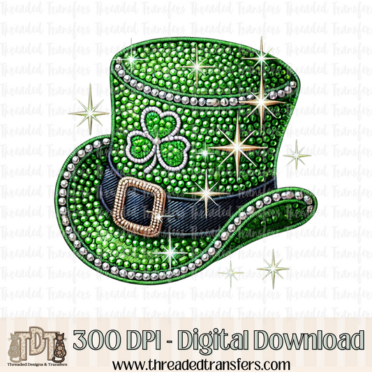 Leprechaun Hat Faux Rhinestone Digital Design Download (PNG Format - no product shipped)