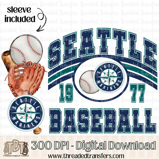 Seattle Base & Matching Sleeve Digital Design Download (PNG Format - no product shipped)