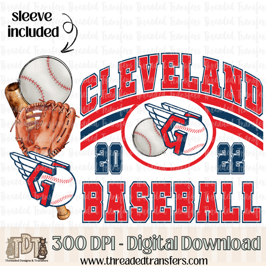 Cleveland Base & Matching Sleeve Digital Design Download (PNG Format - no product shipped)