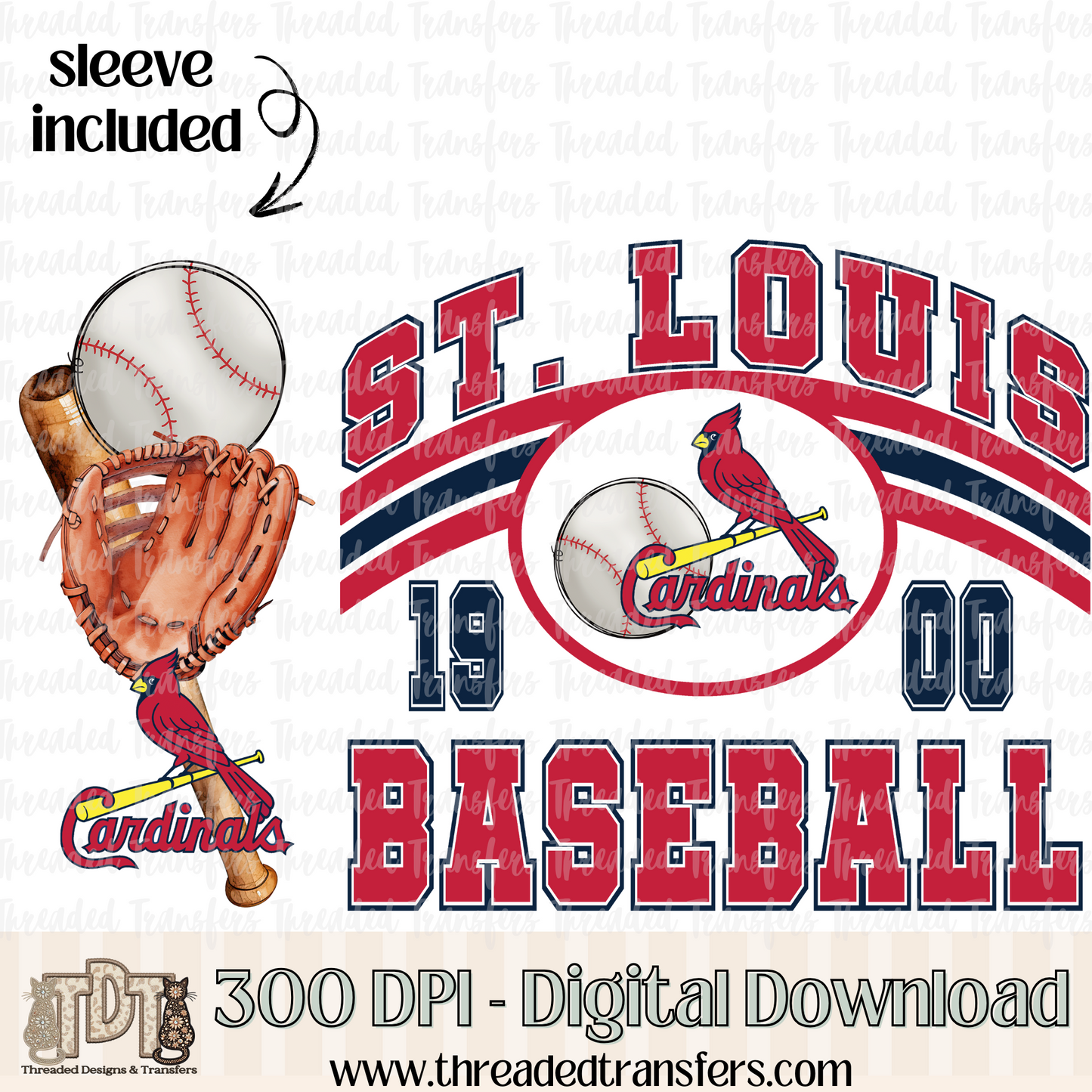 St. Louis Base & Matching Sleeve Digital Design Download (PNG Format - no product shipped)