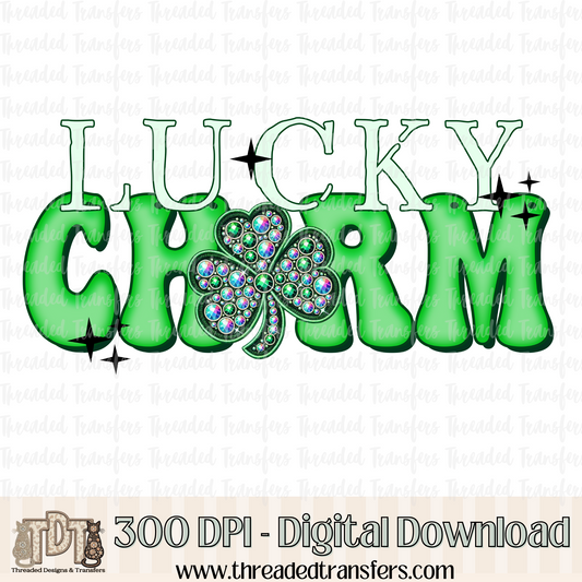 Lucky Charm Faux Rhinestone Digital Design Download (PNG Format - no product shipped)