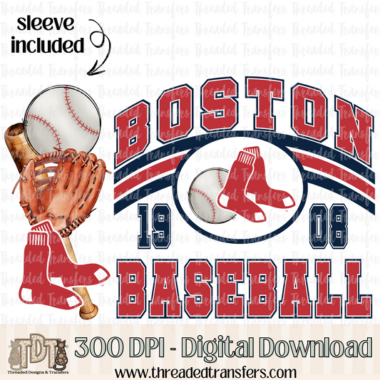 Boston Base & Matching Sleeve Digital Design Download (PNG Format - no product shipped)