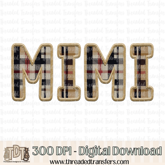 Mimi Fall Plaid Faux Embroidery Digital Design Download (PNG Format - no product shipped)