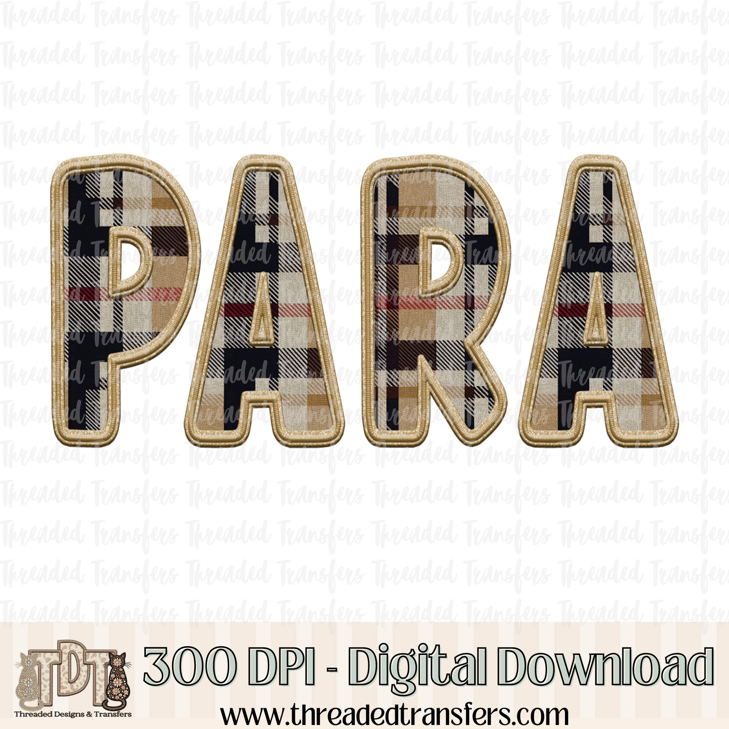 Para Fall Plaid Faux Embroidery Digital Design Download (PNG Format - no product shipped)