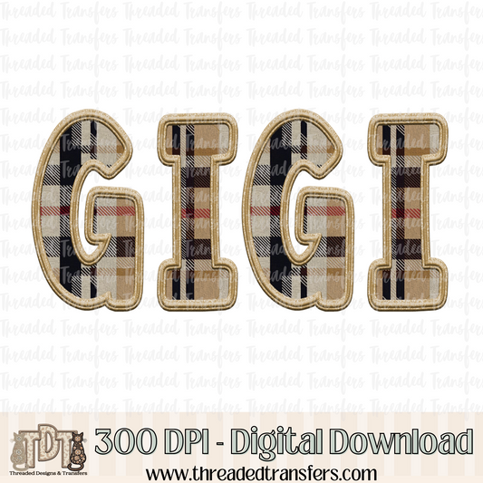 Gigi Fall Plaid Faux Embroidery Digital Design Download (PNG Format - no product shipped)