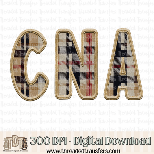 CNA Fall Plaid Faux Embroidery Digital Design Download (PNG Format - no product shipped)