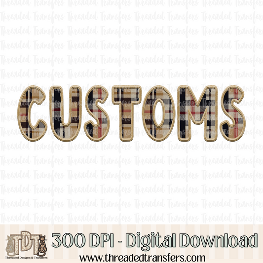 Custom Fall Plaid Faux Embroidery Digital Design Download (PNG Format - no product shipped)