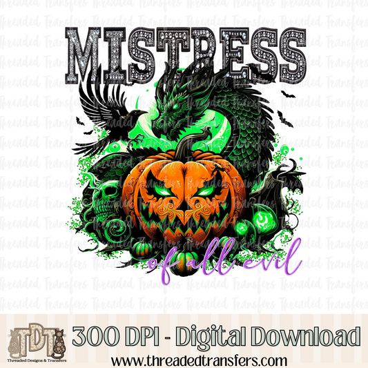 Mistress of All Fairytale Pumpkin Faux Rhinestone & Faux Embroidery Digital Design Download (PNG Format - no product shipped)