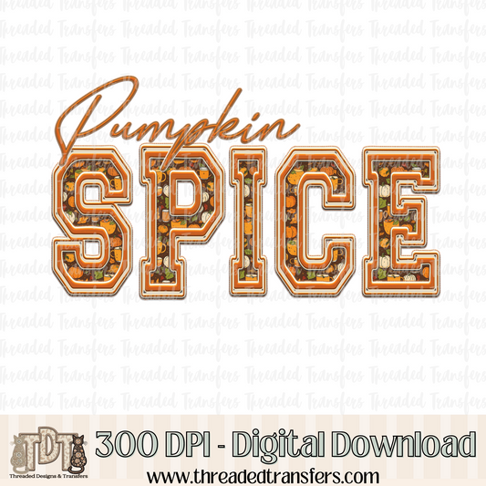 Pumpkin Spice Faux Embroidery Digital Design Download (PNG Format - no product shipped)