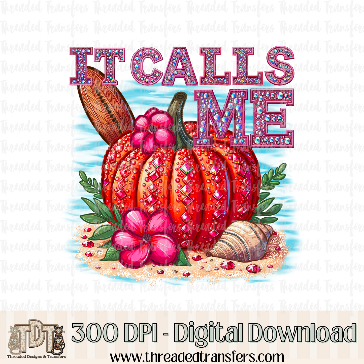 It Calls Me Fairytale Pumpkin Faux Rhinestone & Faux Embroidery Digital Design Download (PNG Format - no product shipped)