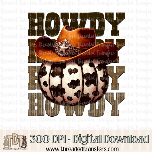 Howdy Repeat Words Faux Embroidery Digital Design Download (PNG Format - no product shipped)