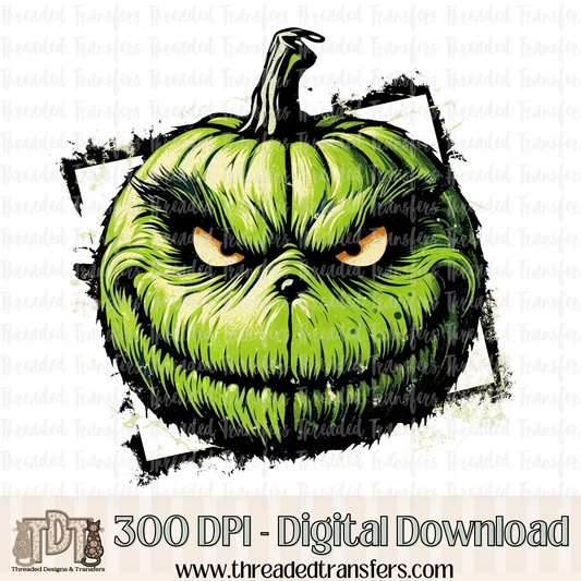 Green Guy Grunge Pumpkin Digital Design Download (PNG Format - no product shipped)