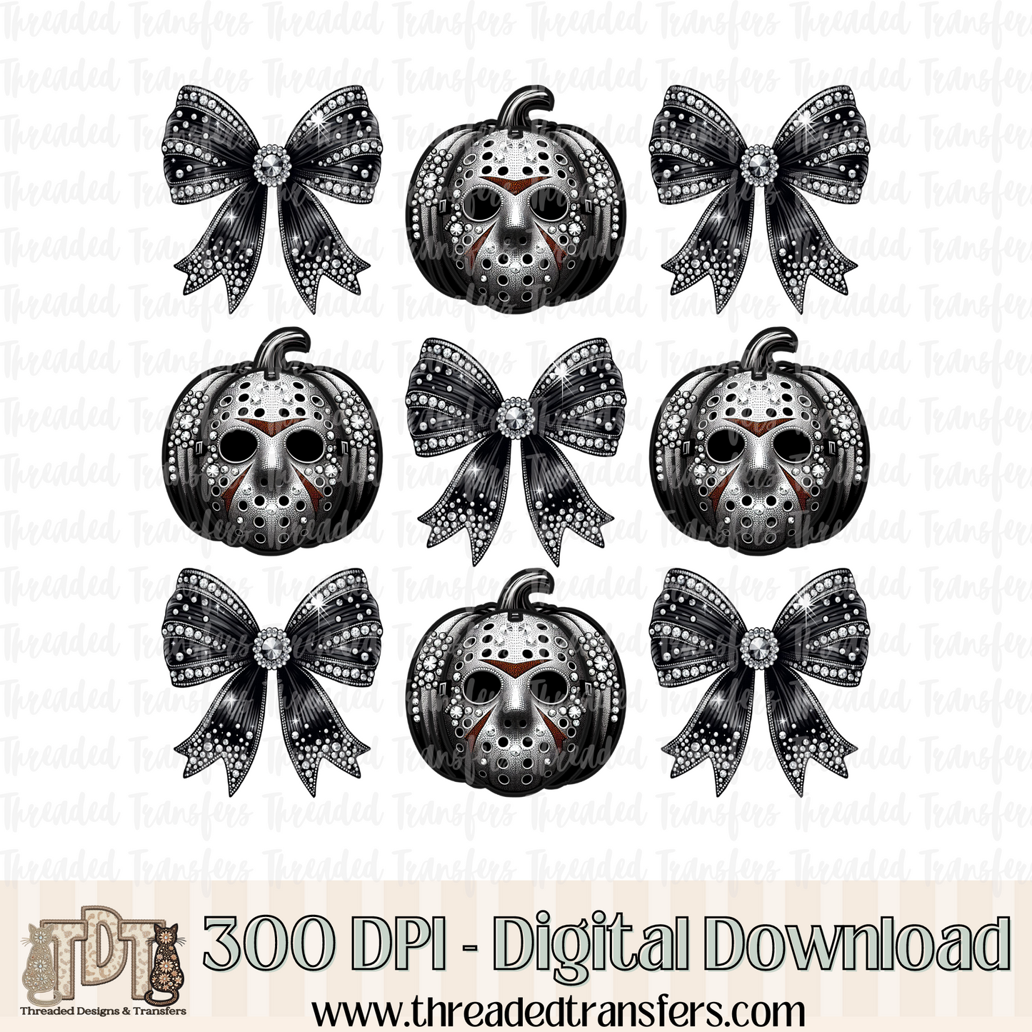 Lake Pumpkin with Bows Faux Rhinestone & Faux Embroidery Digital Design Download (PNG Format - no product shipped)