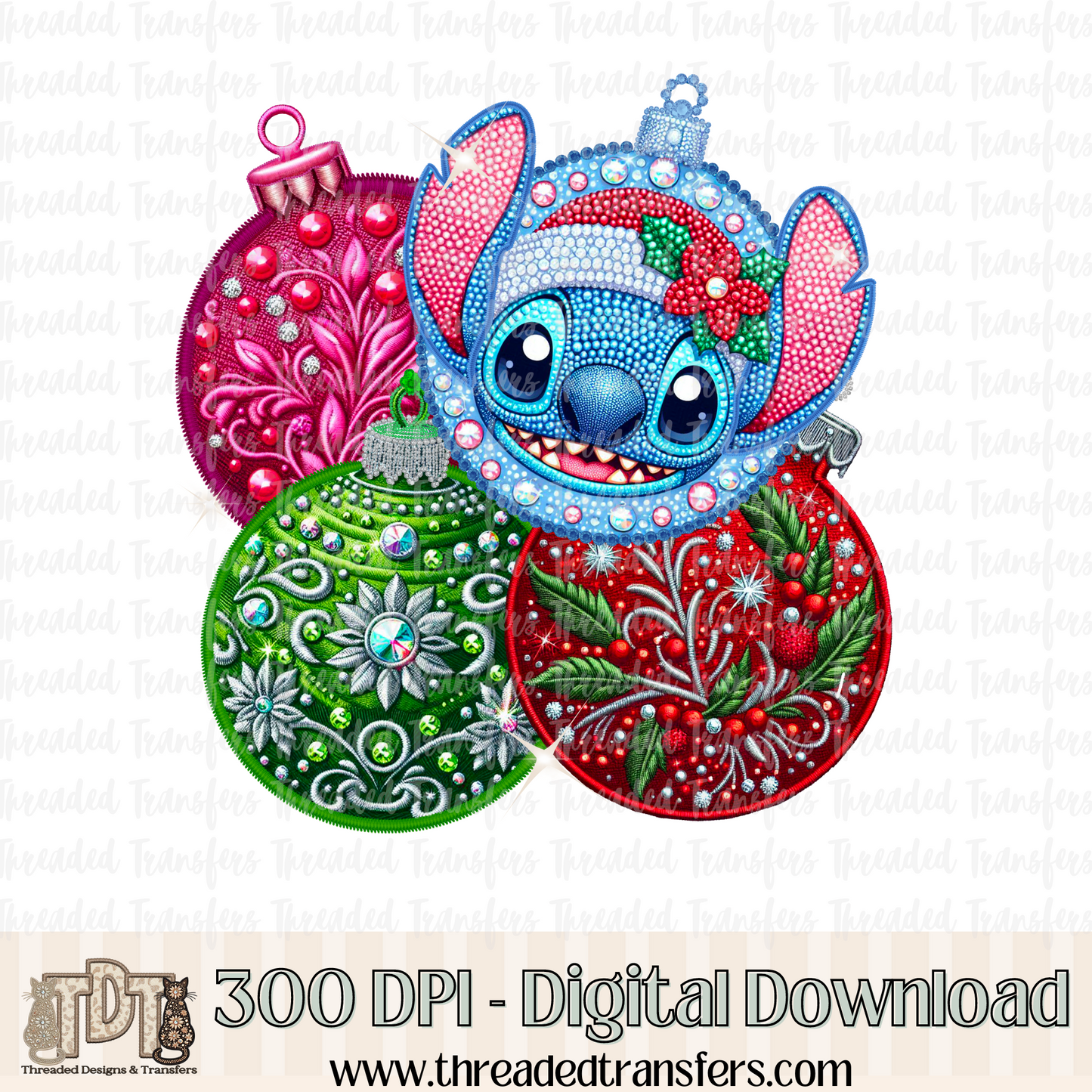 Stitches Ornaments Faux Rhinestone & Faux Embroidery Digital Design Download (PNG Format - no product shipped)