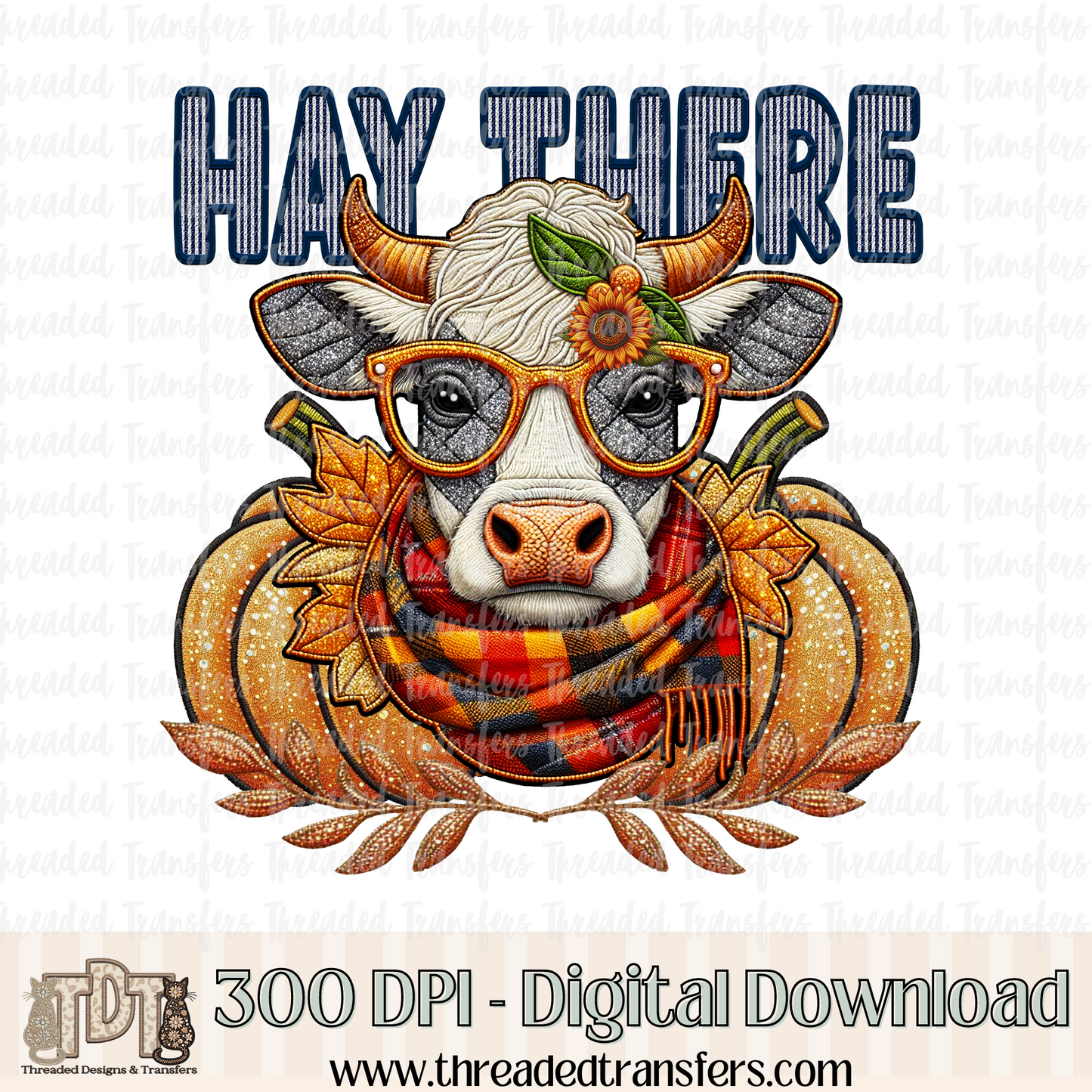 Hay There Faux Knit & Faux Embroidery Digital Design Download (PNG Format - no product shipped)