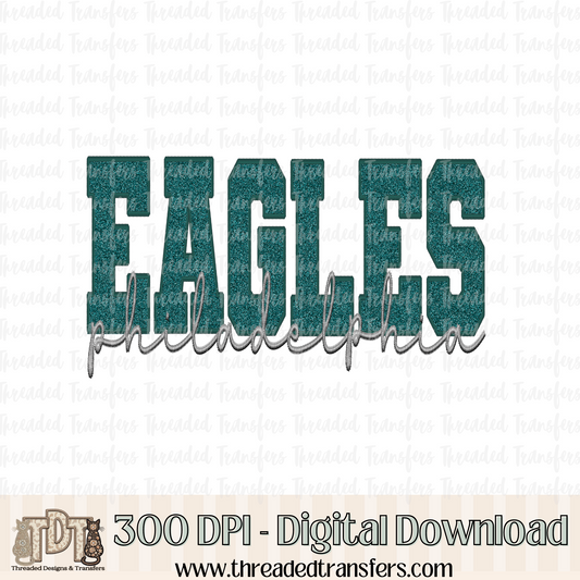 Philadelphia Sparkle Faux Embroidery Digital Design Download (PNG Format - no product shipped)