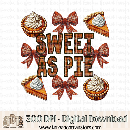 Sweet as Pie Faux Knit & Faux Embroidery Digital Design Download (PNG Format - no product shipped)