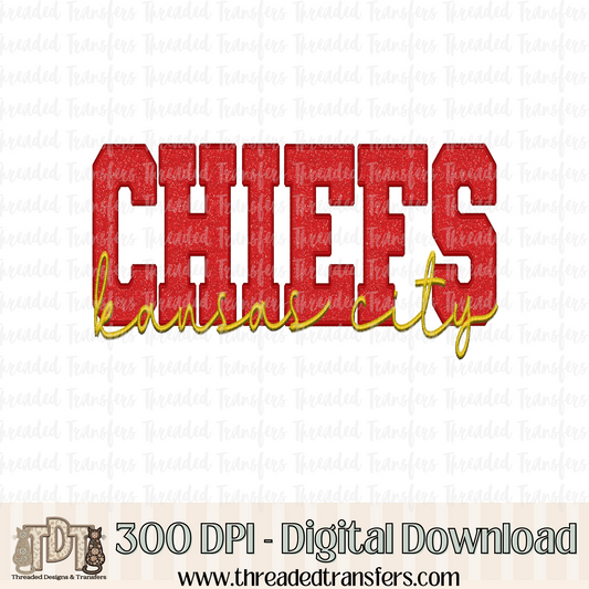 Kansas City Sparkle Faux Embroidery Digital Design Download (PNG Format - no product shipped)