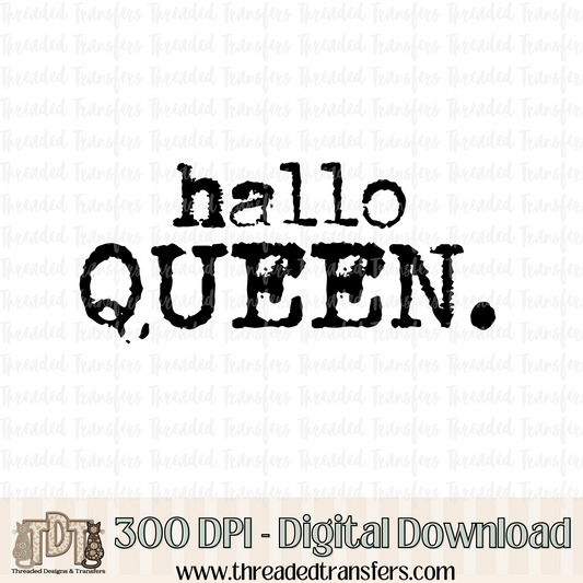 Halloqueen Typography Digital Design Download (PNG Format - no product shipped)