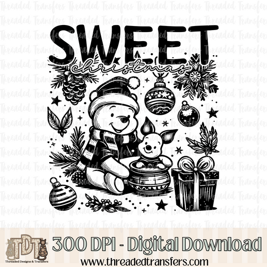 Sweet Christmas Bear Digital Design Download (PNG Format - no product shipped)