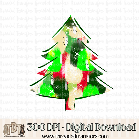 Hand Painted Christmas Tree Digital Design Download (PNG Format - no product shipped)