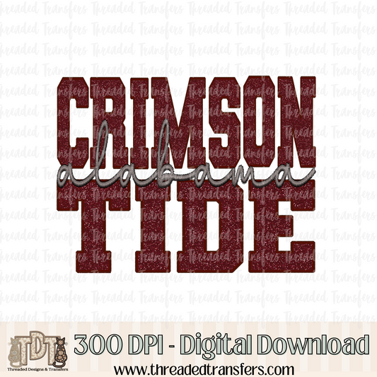 Alabama (CT) Sparkle Faux Embroidery Digital Design Download (PNG Format - no product shipped)