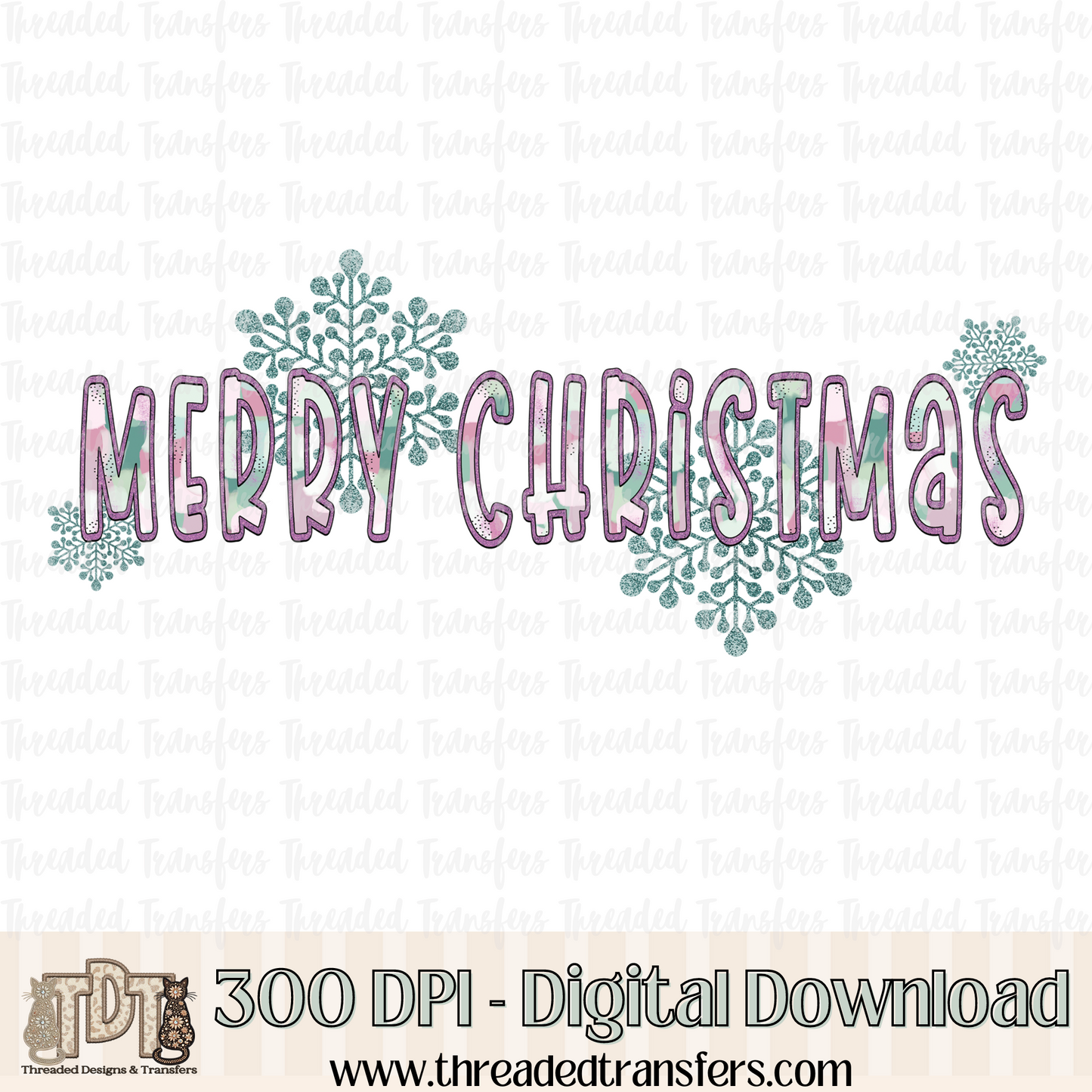 Pastel Merry Christmas Sleeve Digital Design Download (PNG Format - no product shipped)