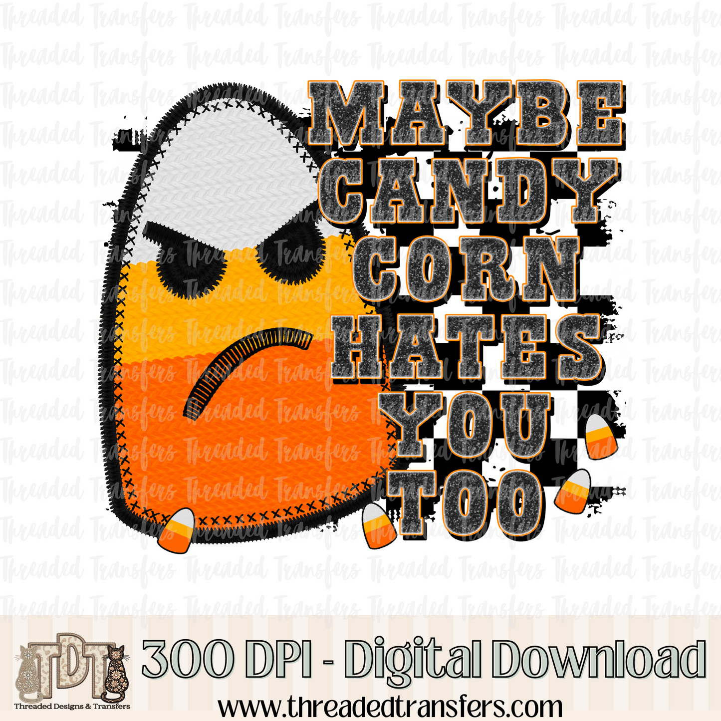 Candy Corn Faux Embroidery Digital Design Download (PNG Format - no product shipped)