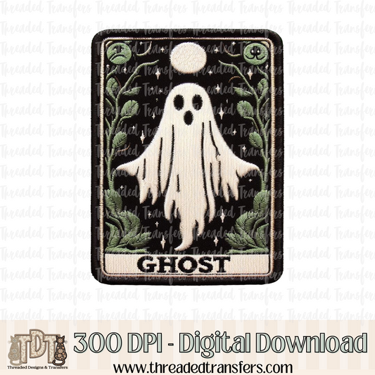 Ghost Tarot Faux Embroidery Digital Design Download (PNG Format - no product shipped)