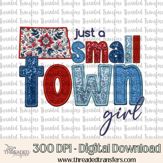 North Dakota Small Town Faux Embroidery & Faux Sparkles Digital Design Download (PNG Format - no product shipped)