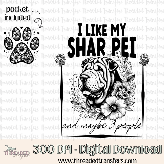 Shar Pei and 3 People Digital Design Download (PNG Format - no product shipped)