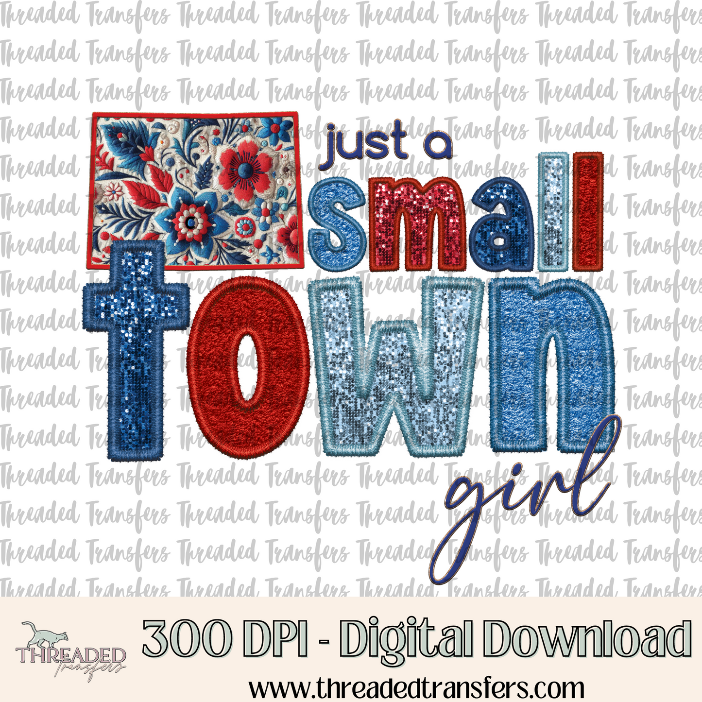 Colorado Small Town Faux Embroidery & Faux Sparkles Digital Design Download (PNG Format - no product shipped)