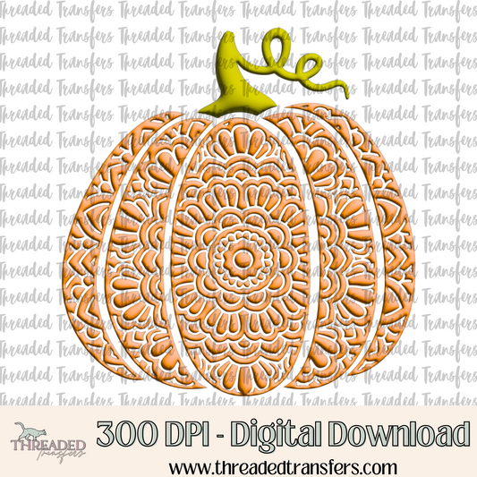 Fancy Orange Pumpkin Faux Puffy Digital Design Download (PNG Format - no product shipped)