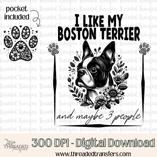 Boston Terrier and 3 People Digital Design Download (PNG Format - no product shipped)