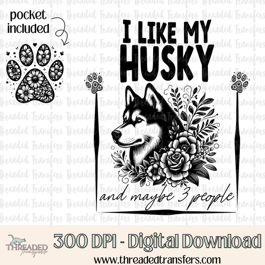 Husky and 3 People Digital Design Download (PNG Format - no product shipped)