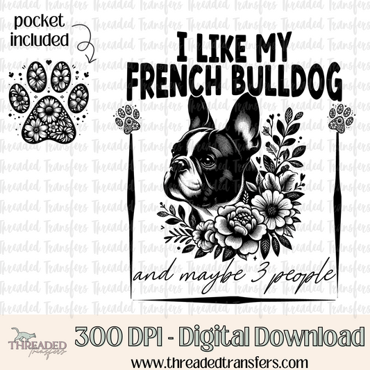 French Bulldog and 3 People Digital Design Download (PNG Format - no product shipped)