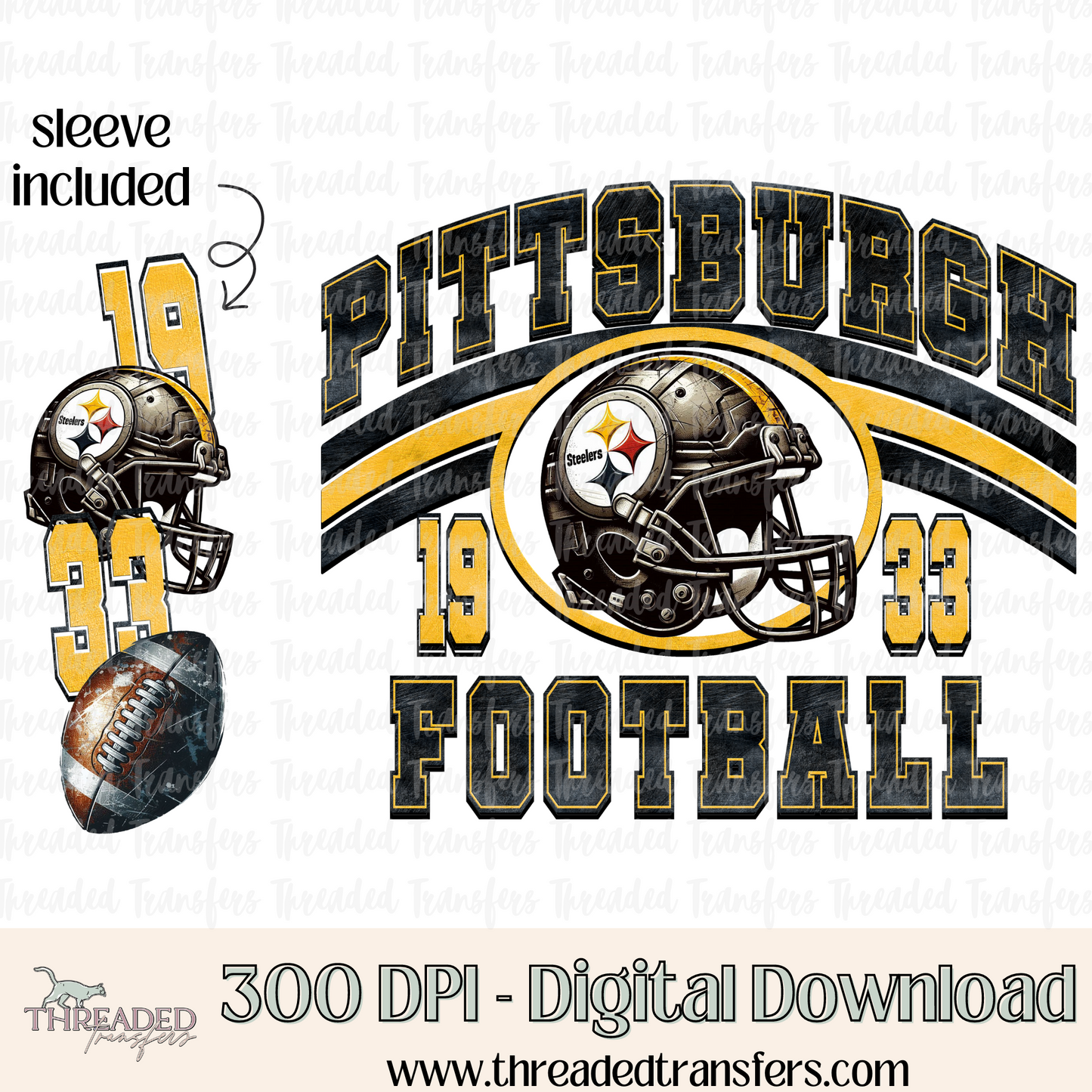 Pittsburgh Grunge & Matching Sleeve Digital Design Download (PNG Format - no product shipped)