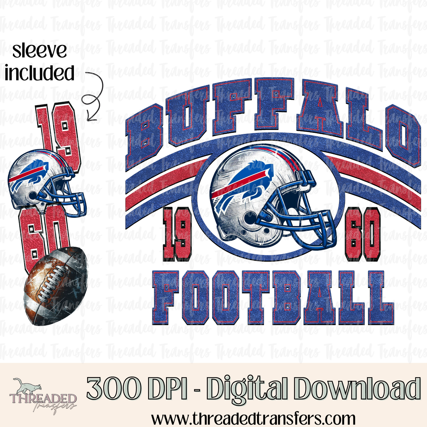 Buffalo Grunge & Matching Sleeve Digital Design Download (PNG Format - no product shipped)