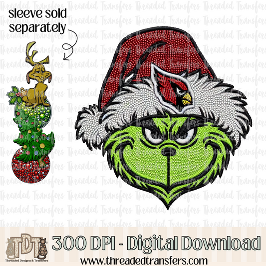 Green Arizona Football Faux Rhinestones & Faux Embroidery Digital Design Download (PNG Format - no product shipped)