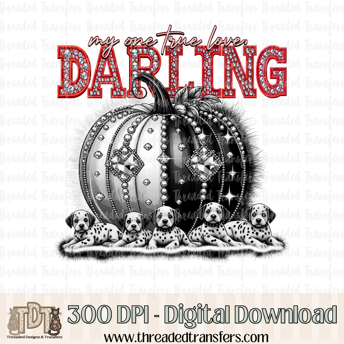 Darling Fairytale Pumpkin Faux Rhinestone & Faux Embroidery Digital Design Download (PNG Format - no product shipped)