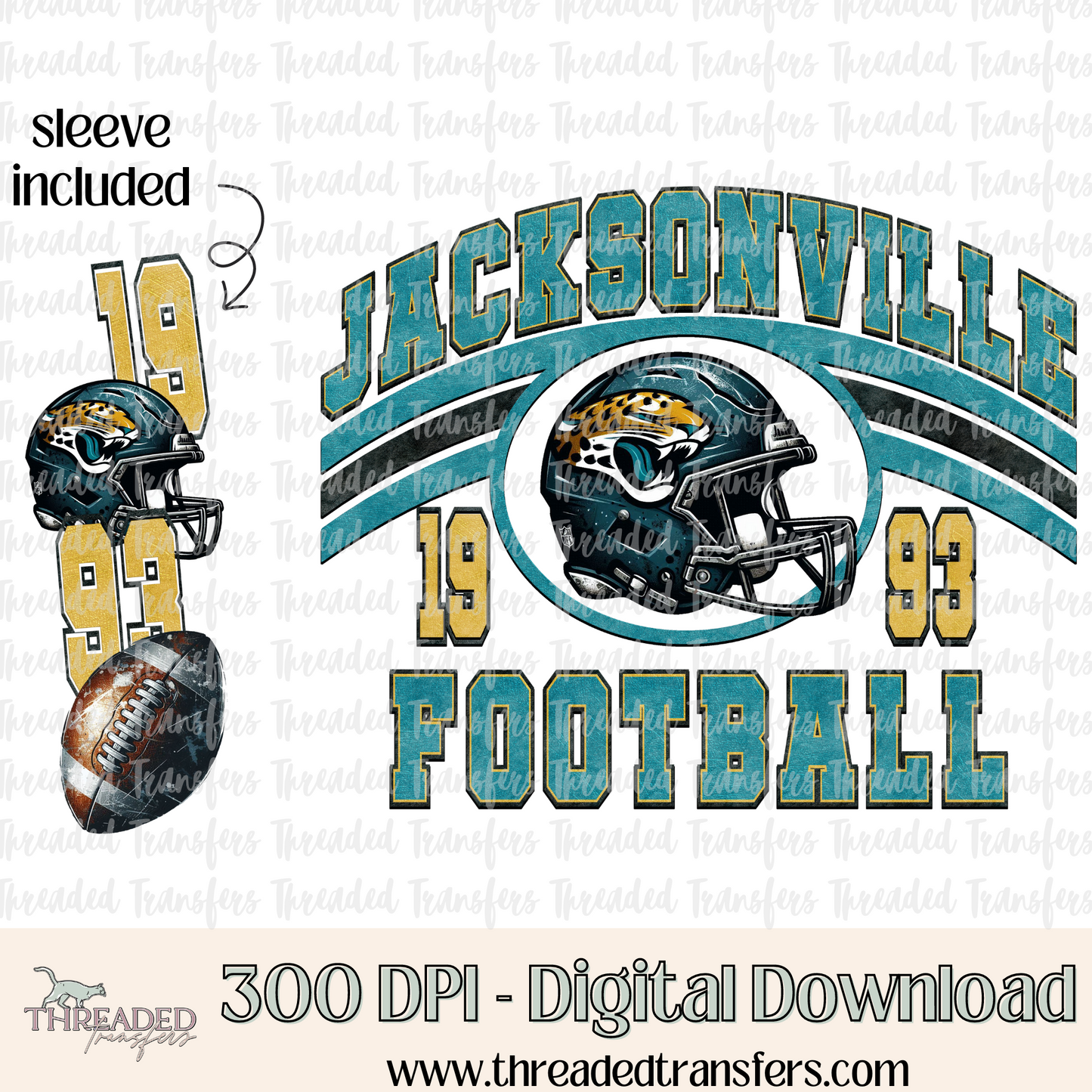 Jacksonville Grunge & Matching Sleeve Digital Design Download (PNG Format - no product shipped)