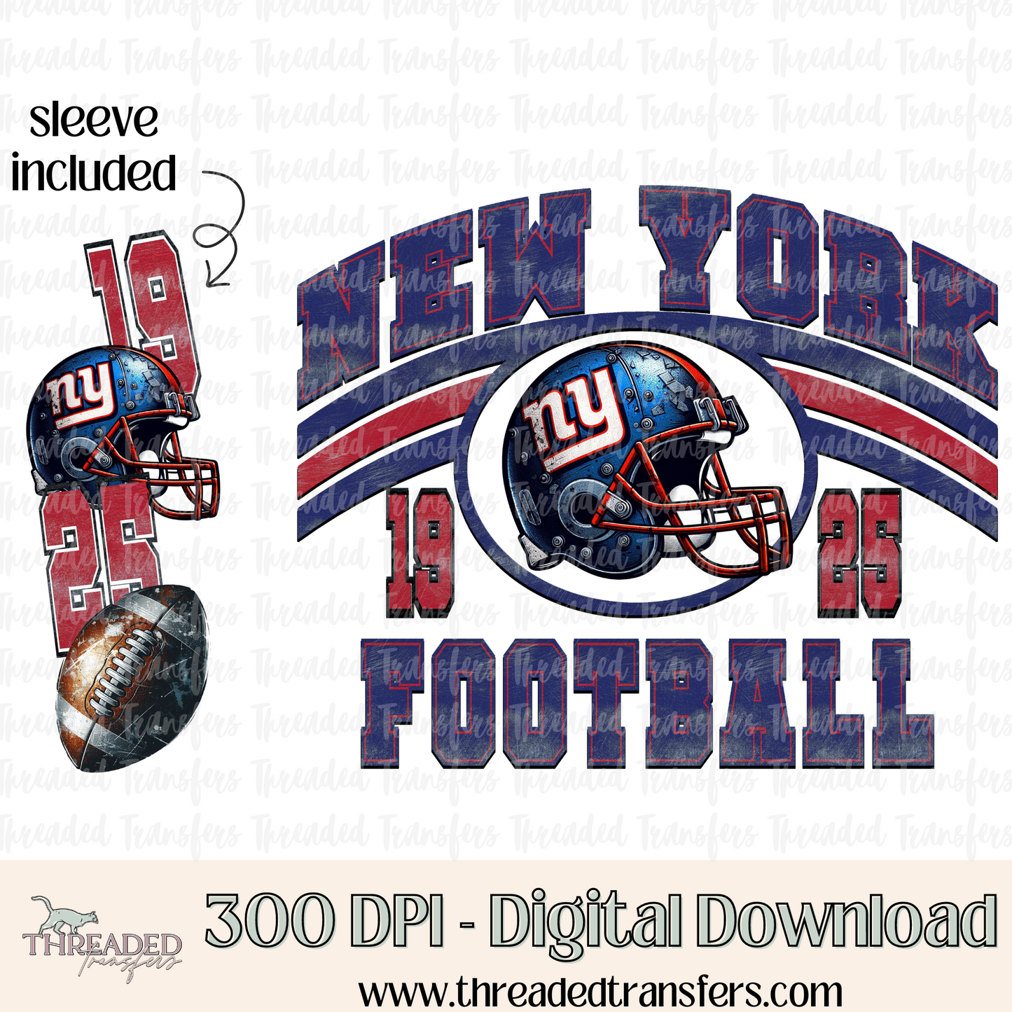 NYG Grunge & Matching Sleeve Digital Design Download (PNG Format - no product shipped)