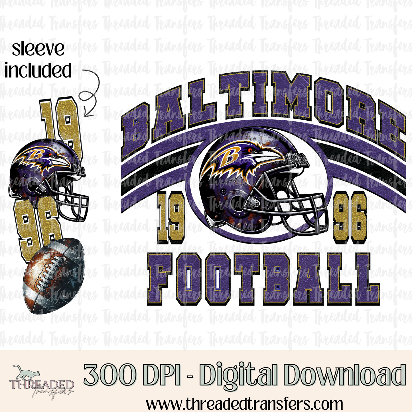 Baltimore Grunge & Matching Sleeve Digital Design Download (PNG Format - no product shipped)