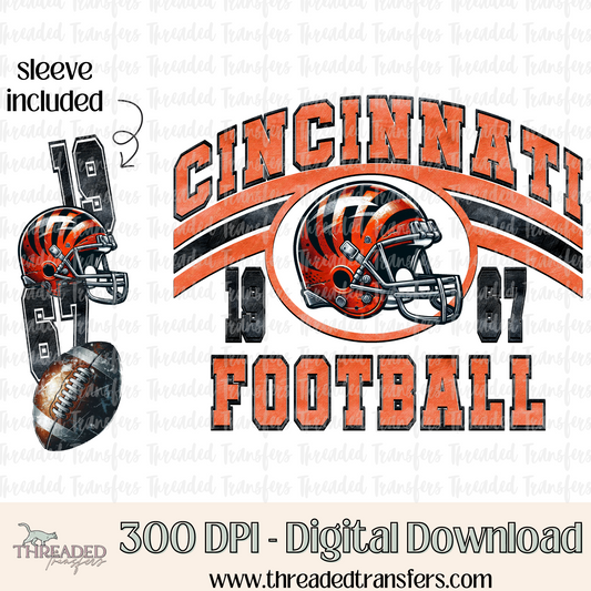 Cincinnati Grunge & Matching Sleeve Digital Design Download (PNG Format - no product shipped)